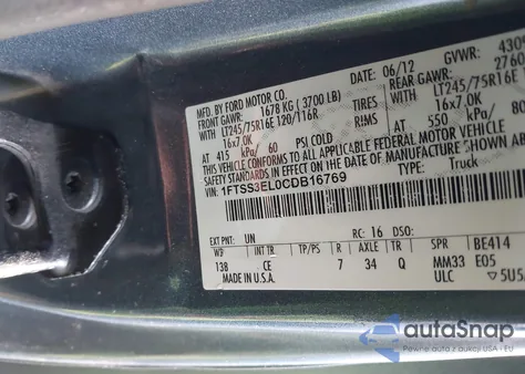 2012 Ford E-350 Super Duty Commercial from USA, damaged, VIN 1FTSS3EL0CDB16769